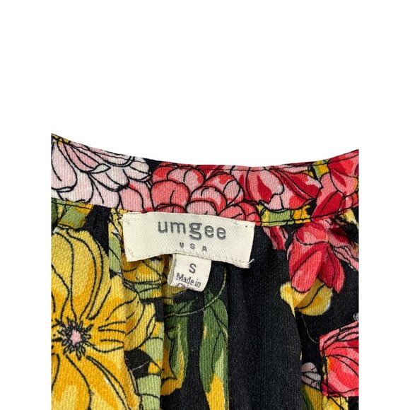Umgee Womens Floral Print A-Line Babydoll Mini Dress Size S Black Multicolor - Picture 5 of 7